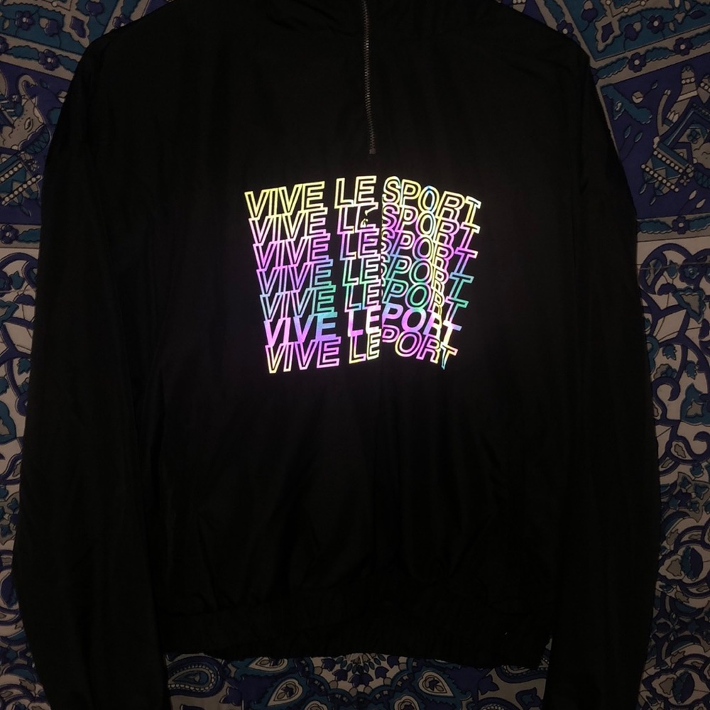 Black reflective windbreaker